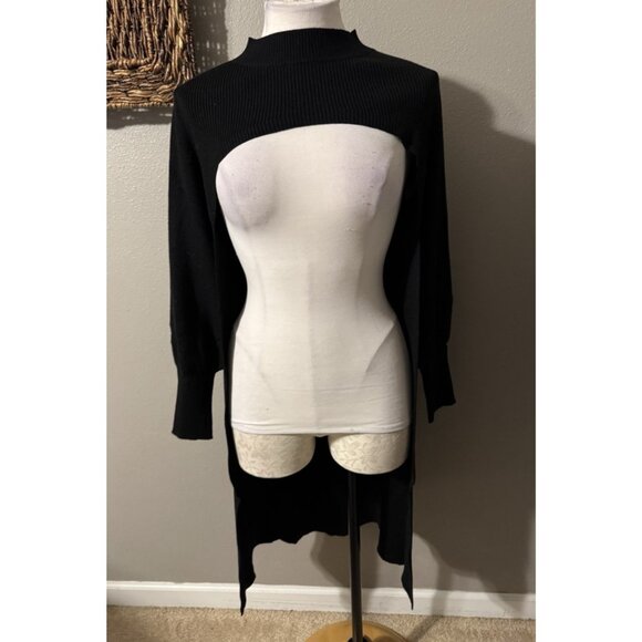 Fashion To Figure Black Long Back Shoulder Shrug Duster Sweater Plus Size 0 NWT - Picture 3 of 13